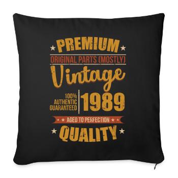 1989 Year of birth - Throw Pillow Cover 17.5” x 17.5” - black - Front