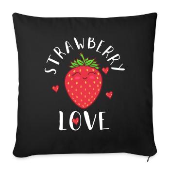 Strawberry Berry - Throw Pillow Cover 17.5” x 17.5” - black - Front