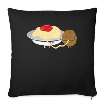 Pasta Spaghetti Bolognese Meatballs - Throw Pillow Cover 17.5” x 17.5” - black - Front