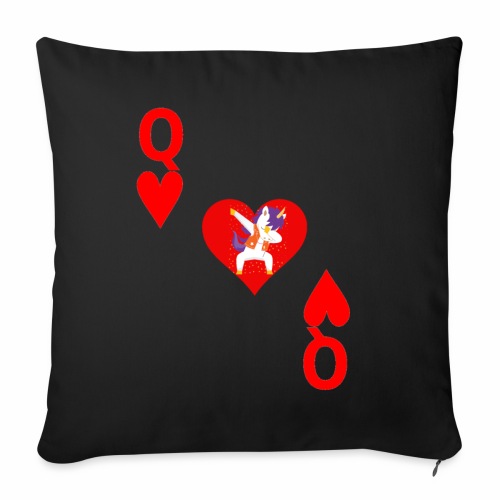 Queen of Hearts, Deck of Cards, Unicorn Costume. - Throw Pillow Cover 17.5” x 17.5”