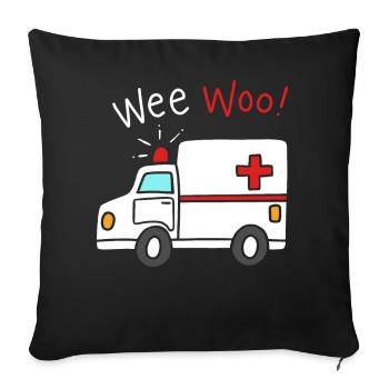 Paramedic Ambulance - Throw Pillow Cover 17.5” x 17.5” - black - Front
