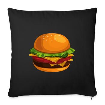 Burger - Throw Pillow Cover 17.5” x 17.5” - black - Front