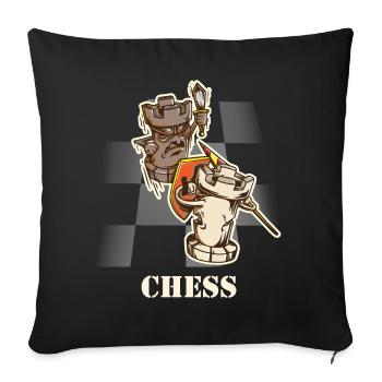 Chess Pieces Battle Checkmate Elo Raiting Chess - Throw Pillow Cover 17.5” x 17.5” - black - Front