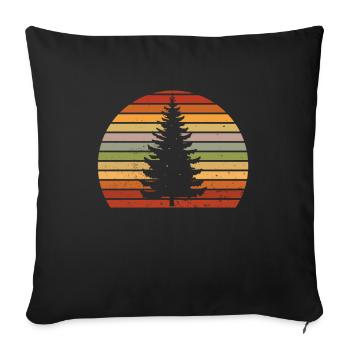 Pine tree Vintage - Throw Pillow Cover 17.5” x 17.5” - black - Front