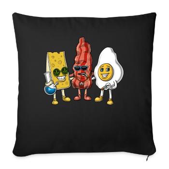 Bacon Egg Cheese Stoners - Throw Pillow Cover 17.5” x 17.5” - black - Front