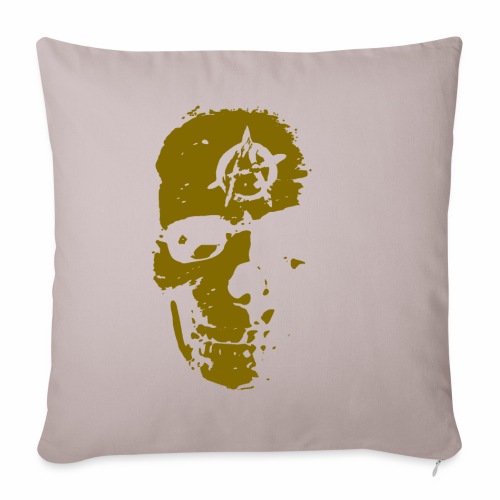 Anarchy Skull Gold Grunge Splatter Dots Gift Ideas - Throw Pillow Cover 17.5” x 17.5”