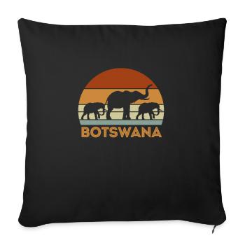 Botswana Elephant Retro - Throw Pillow Cover 17.5” x 17.5” - black - Front