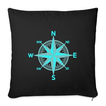 Compass Compass rose Outdoor Trekking direction - Throw Pillow Cover 17.5” x 17.5” - black - Front
