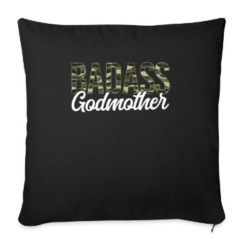 Badass Godmother Camouflage Camo - Throw Pillow Cover 17.5” x 17.5” - black - Front