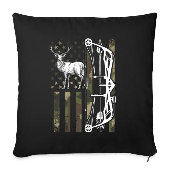 Bow & arrow deer hunter bow hunting deer hunt - Throw Pillow Cover 17.5” x 17.5” - black - Front