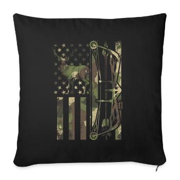 Bow & arrow deer hunter bow hunting deer hunt - Throw Pillow Cover 17.5” x 17.5” - black - Front