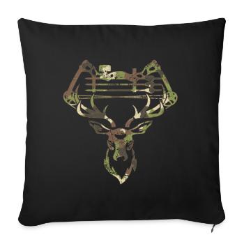 Bow & arrow deer hunter bow hunting deer hunting - Throw Pillow Cover 17.5” x 17.5” - black - Front