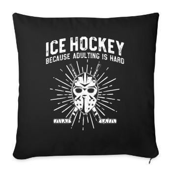 Ice Hockey Vintage Mask Ice Hockey - Throw Pillow Cover 17.5” x 17.5” - black - Front