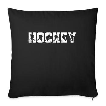 Ice Hockey Vintage Hockey - Throw Pillow Cover 17.5” x 17.5” - black - Front