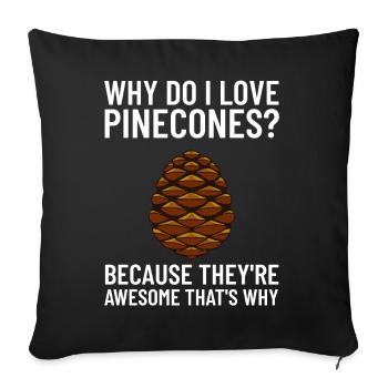 Pine Cones Tree Wreath - Throw Pillow Cover 17.5” x 17.5” - black - Front