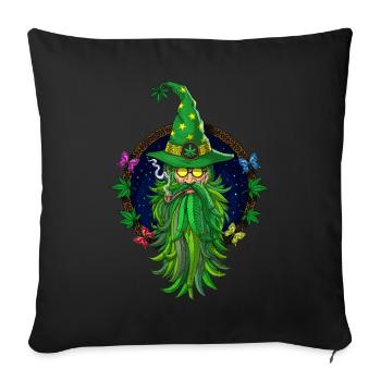Weed Wizard Stoner - Throw Pillow Cover 17.5” x 17.5” - black - Front