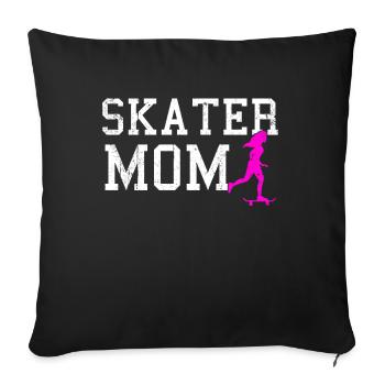 skating mom - Throw Pillow Cover 17.5” x 17.5” - black - Front