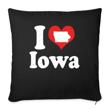 America Citizen US State Love I Heart Iowa - Throw Pillow Cover 17.5” x 17.5” - black - Front