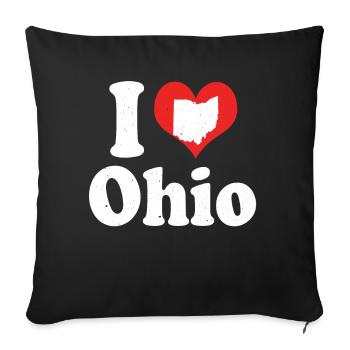 America Citizen US State Love I Heart Ohio - Throw Pillow Cover 17.5” x 17.5” - black - Front