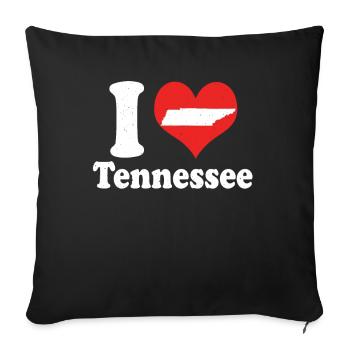 America Citizen US State Love I Heart Tennessee - Throw Pillow Cover 17.5” x 17.5” - black - Front