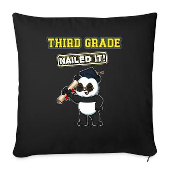 Third Grade Nailed It Primary Elementary School - Throw Pillow Cover 17.5” x 17.5” - black - Front