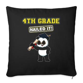 Fourth Grade Nailed It Primary Elementary School - Throw Pillow Cover 17.5” x 17.5” - black - Front