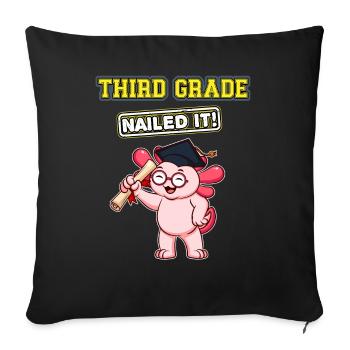 Third Grade Nailed It Primary Elementary School - Throw Pillow Cover 17.5” x 17.5” - black - Front