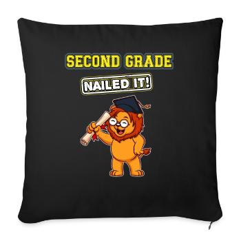 Second Grade Nailed It Primary Elementary School - Throw Pillow Cover 17.5” x 17.5” - black - Front