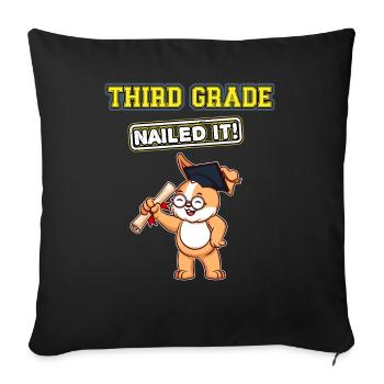 Third Grade Nailed It Primary Elementary School - Throw Pillow Cover 17.5” x 17.5” - black - Front