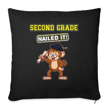Second Grade Nailed It Primary Elementary School - Throw Pillow Cover 17.5” x 17.5” - black - Front
