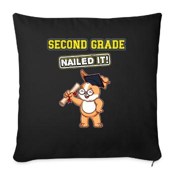 Second Grade Nailed It Primary Elementary School - Throw Pillow Cover 17.5” x 17.5” - black - Front