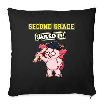 Second Grade Nailed It Primary Elementary School - Throw Pillow Cover 17.5” x 17.5” - black - Front