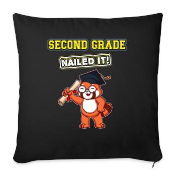Second Grade Nailed It Primary Elementary School - Throw Pillow Cover 17.5” x 17.5” - black - Front