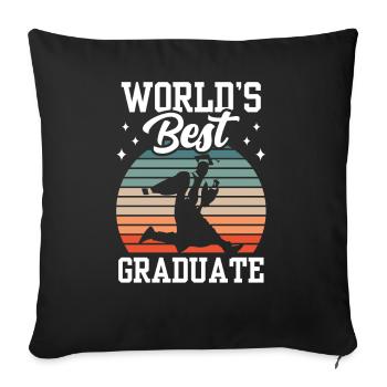 World's Best Graduate Graduating Graduation Team - Throw Pillow Cover 17.5” x 17.5” - black - Front