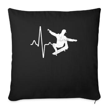 skate heartbeat - Throw Pillow Cover 17.5” x 17.5” - black - Front