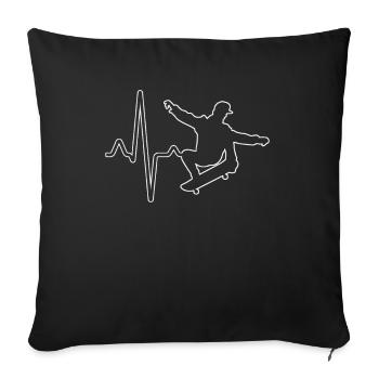 skate heartbeat - Throw Pillow Cover 17.5” x 17.5” - black - Front