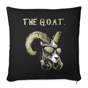 The Goat Cool Cool and Funny Music Animal with - Throw Pillow Cover 17.5” x 17.5” - black - Front