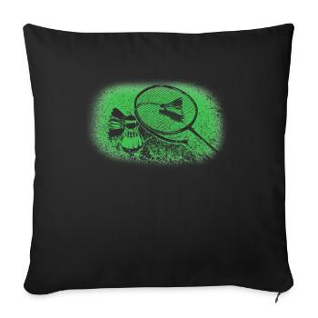 badminton - Throw Pillow Cover 17.5” x 17.5” - black - Front