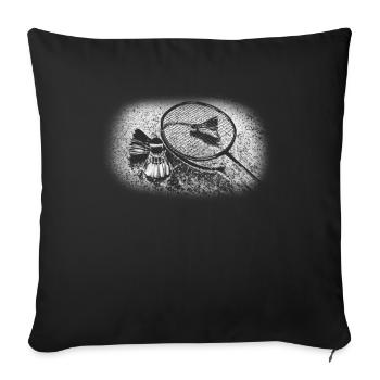 badminton - Throw Pillow Cover 17.5” x 17.5” - black - Front