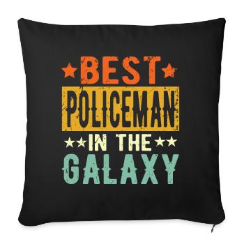 Best Policeman Ever Policeman Gift - Throw Pillow Cover 17.5” x 17.5” - black - Front
