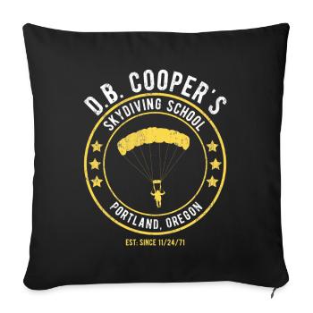 DB Coopers Skydiving School Portland Oregon - Throw Pillow Cover 17.5” x 17.5” - black - Front