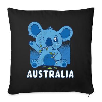 Koala Bear Australian Australia Day - Throw Pillow Cover 17.5” x 17.5” - black - Front