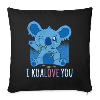 Love Koala Bear Australian Australia Day - Throw Pillow Cover 17.5” x 17.5” - black - Front