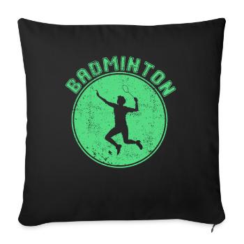 badminton - Throw Pillow Cover 17.5” x 17.5” - black - Front