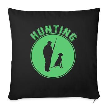 hunting - Throw Pillow Cover 17.5” x 17.5” - black - Front