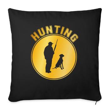 hunting - Throw Pillow Cover 17.5” x 17.5” - black - Front