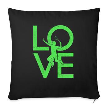 badminton - Throw Pillow Cover 17.5” x 17.5” - black - Front