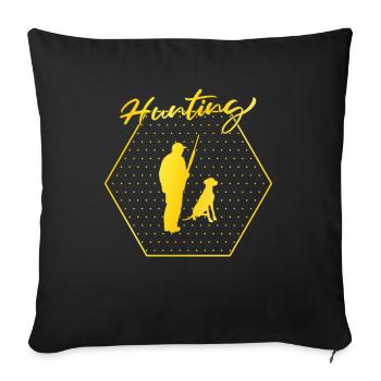 hunting - Throw Pillow Cover 17.5” x 17.5” - black - Front