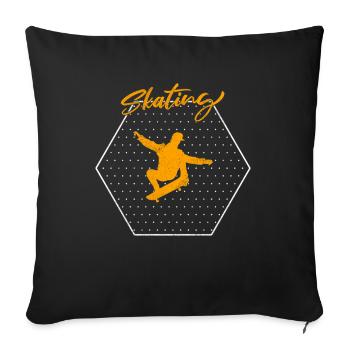 skating - Throw Pillow Cover 17.5” x 17.5” - black - Front