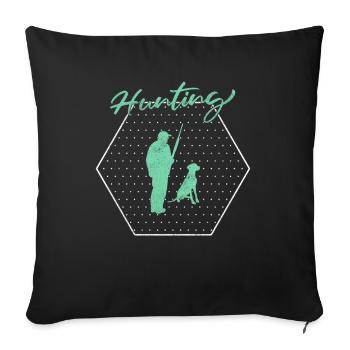 hunting - Throw Pillow Cover 17.5” x 17.5” - black - Front